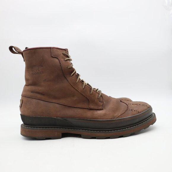 Sorel Madson Wingtip Waterproof Boots Men's Size 10 Brown Lace Up Boots - Picture 1 of 9